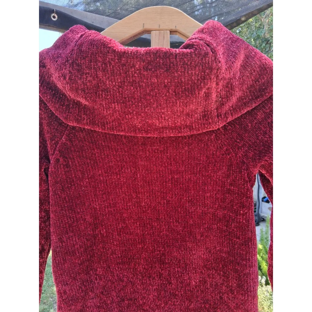 White House Black Market Burgandy Cowl Neck Chenille Sweater Size S New - Picture 8 of 12